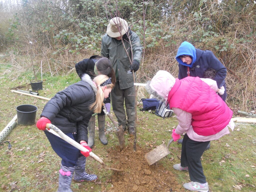 School children plant trees at Horton Hospital