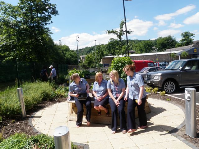 Staff from Todmorden Group Practice enjoy the garden